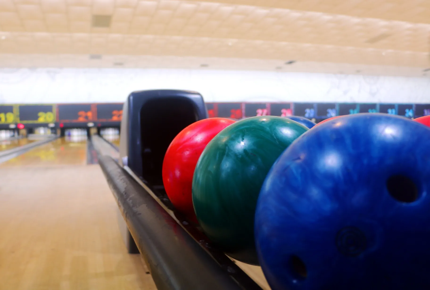 Bowling balls in close up